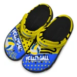 volleyball logo clog custom polka dots yellow black best selling.webp