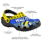 volleyball logo clog custom polka dots yellow black best selling.webp