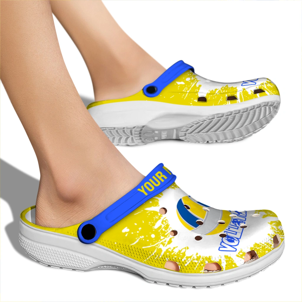 volleyball logo clog custom splash art yellow white fashion forward.webp volleyball logo clog custom splash art yellow white fashion forward.webp