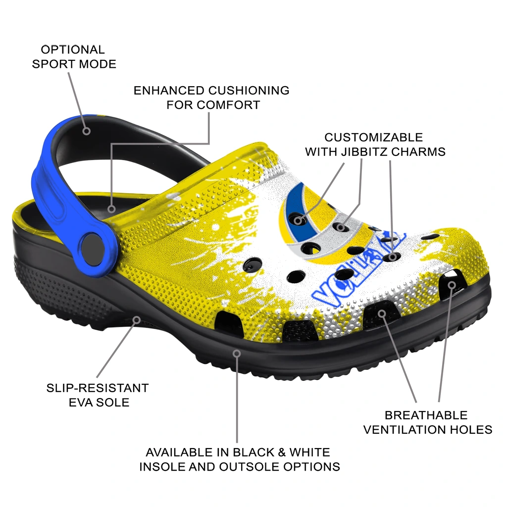 volleyball logo clog custom splash art yellow white new arrival.webp volleyball logo clog custom splash art yellow white new arrival.webp