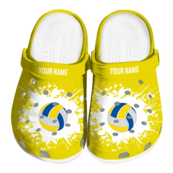volleyball logo clog custom splatter background yellow white best selling.webp