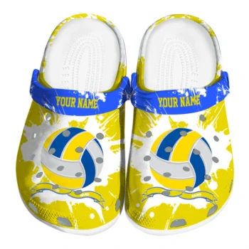 volleyball logo clog custom splatter pattern yellow white best selling.webp