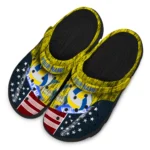 volleyball logo clog custom star spangled side pattern yellow blue red best selling.webp