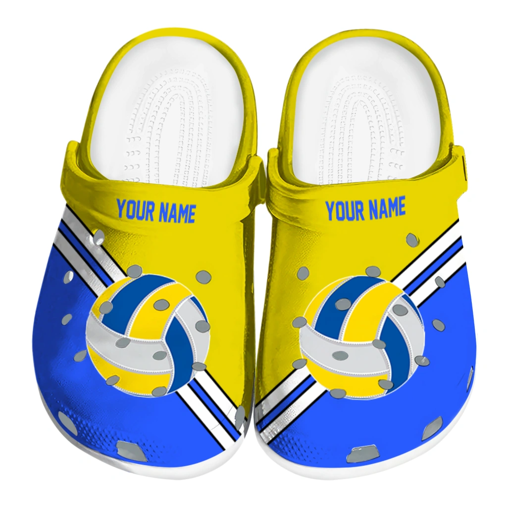 volleyball logo clog custom striped accents yellow best selling.webp volleyball logo clog custom striped accents yellow best selling.webp