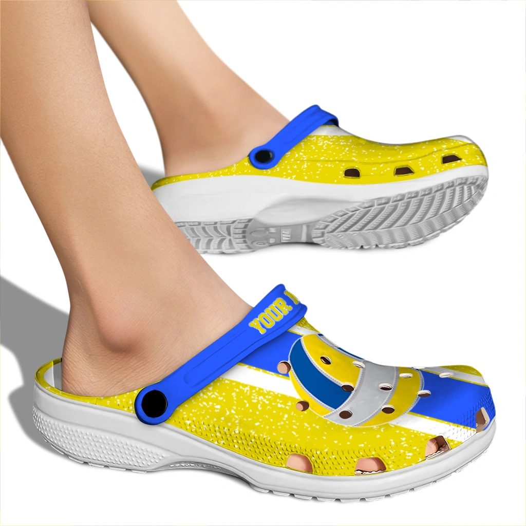 volleyball logo clog custom vertical stripes yellow fashion forward.webp volleyball logo clog custom vertical stripes yellow fashion forward.webp