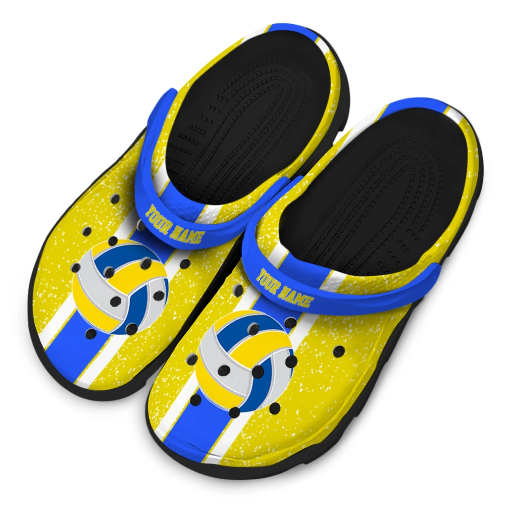 volleyball logo clog custom vertical stripes yellow latest model.webp volleyball logo clog custom vertical stripes yellow latest model.webp