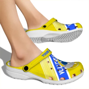 volleyball logo clog custom vibrant dual tone yellow fashion forward.webp