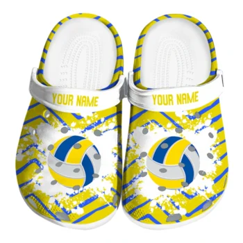 volleyball logo clog custom zigzag paint burst yellow white best selling.webp