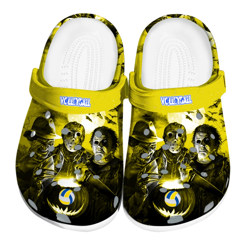 volleyball logo clog halloween vibes yellow black best selling.webp volleyball logo clog halloween vibes yellow black best selling.webp